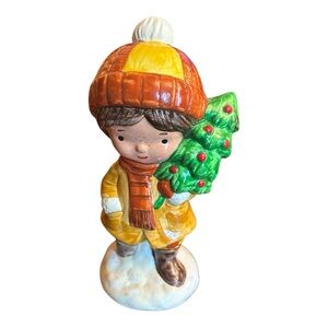 American Greetings vintage 1971 “Young Boy and His Yuletide Tree” figurine Japan